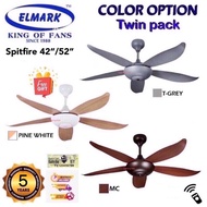 [1 unit] Elmark 52''Ceiling Fan SpitFire246 (Titanium Grey/Pine with White/Midnight Caramel)