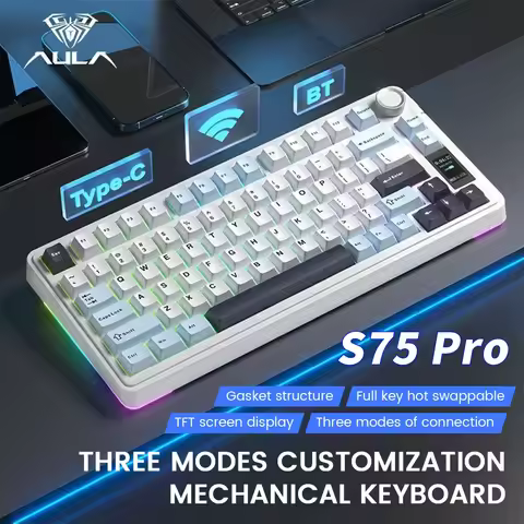 AULA S75 Pro Gaming Mechanical Keyboard 75% PBT Keycaps Hot Swappable RGB Backlit 4000mAh Keyboard w