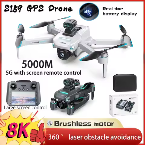 S159 GPS Rc Drone 5G Transmission Professional 8K HD Aerial Dual Camera Omnidirectional Screen Laser