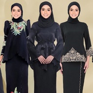 Baju akad Nikah Perempuan Plus Size Satin Baju Raya 2023 Baju Kurung Hitam Baju Kurung Moden Women B