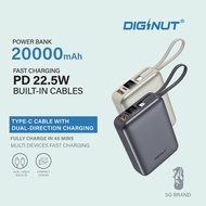 【CCC Certificate】Diginut P-52 Nano Plus Powerbank (Silver Titanium) - 20000mAh, PD20W Fast Charging,