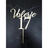 Wood Birthday Cake Topper | Sweet Seventeen Cake Decoration | 17th birthday