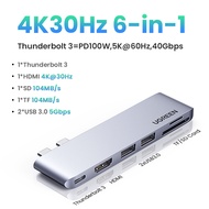 【4K 30Hz】UGREEN 6-in-1 5Gbps Dual USB C Multiport Adapter HUB อุปกรณ์แปลงสัญญาณ Model: 80548
