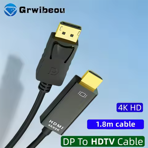 4K DisplayPort to HDMI-compatible Adapter 1.8M Cable 1080P DP to HDMI-compatible Converter Cable for