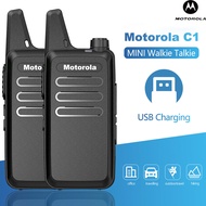 Motorola C1 2PCS Walkie Talkies long range UHF Radio Portable MINI radio 5W High Power USB Charge battery 9800 mAh Outdoor Waterproof Walkie Talkie 16 Channel 5KM Range