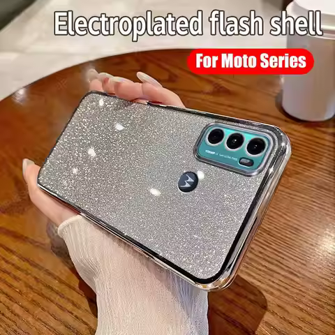 Luxury Plating Glitter Case For Motorola Moto G60 G30 G20 G10 G52 G50 G22 5G G82 G42 E20 Women Gradi