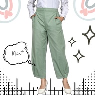 Celana Kulot Hareem Wanita Long Casual Pants Warna Pastel Jogger Baggy Hightwaist Bahan Katun Rami L