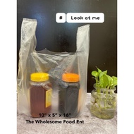 Plastic Bag Tangkai 10'' x 5'' x 16''/Bag Transparent Tapi Tidak Berkilat Dan Jelas 10'' x 5'' x 16'