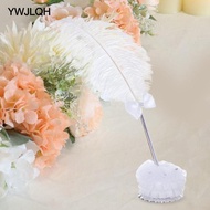 [YWJLQH] Vintage Feather Pen with Holder White Wedding Supplies Feather Calligraphy Pen Wedding Writ
