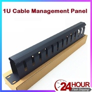 19' 1U Cable Management Panel 1U- With Cover Black For Equipment Server Rack 4U/6U/9U/12U/15U/27U/32