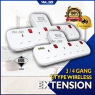 Multi 3/4 Way T Adaport Extension T Adaptor Extension Socket Plug Adapter Neon Sirim Certified Plug 