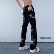 seluar jeans lelaki loose jeans men Cross-Border Unique Jeans Men Hip-Hop Retro Washing Bag Jeans Ne