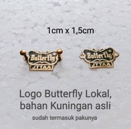 LOGO Butterfly Lokal, 1x1,5cm, Bahan Kuningan asli, raket bet tenis meja