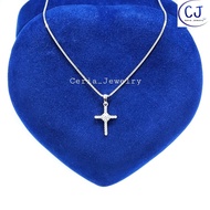 Kalung Perak Asli Silver Wanita 925 Lapis Emas Putih Dengan Liontin Salib Permata 1 - Perak Asli Sil