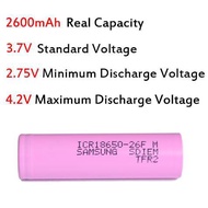 *Genuine Samsung 2600mAh 3.7V 18650 Rechargeable Lithium Battery - Pink