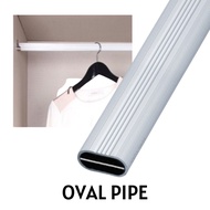 【MDS】UPGRADED ENCHANCED ALUMINIUM OVAL Wardrobe Clothes Oval Pipe Hanger Rod (1PC) 1 TO 6 FEET