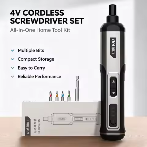 Deli 3-Speed Large Torque Cordless Electric Screwdriver 2000mAh Battery Drill 4V Power Tool Set Hous
