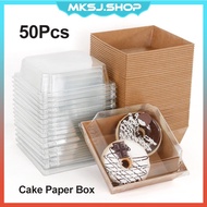 50pcs Square Cake Paper Box Sandwich Boxes Food Packaging Box with Lid Dessert Storage Box  Disposab