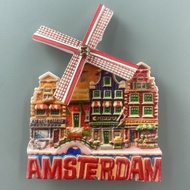 Amsterdam Windmill, Netherlands Refrigerator Fridge Magnet Sticker 3D Handmade Resin Travel Gift Sou