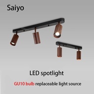 Nordic Walnut Color LED Replacement COB  Spotligh Retro Wood Grain Spot Light Surface Mounted Long C