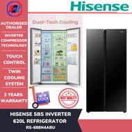 Hisense [Ready Stock] Side by Side Inverter Fridge 620L RS688N4ABU- HISENSE MALAYSIA WARRANTY