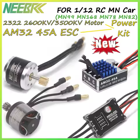 1/12 RC MN Car Upgrade Kit 2322 2600KV 3500KV Brushless Motor AM32 45A Metal ESC SM3.0/T Plug for MN