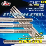 IKK TURBO RACING STAINLESS STEEL BLOCK STUB EX5 DREAM CLASS WAVE100 BLOK TIANG PANJANG JET JACK