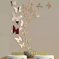 (12pcs)3D Mirror Butterfly Wall Sticke/Diy Wall Art Decorations Cermin Sticker Hiasan Dinding