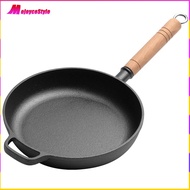 {MojoyceStyle}เหล็กหล่อแบบพกพาCampingกระทะกลางแจ้งพร้อมที่จับไม้กระทะนอนสติ๊กเครื่องครัว 22/24/26/28