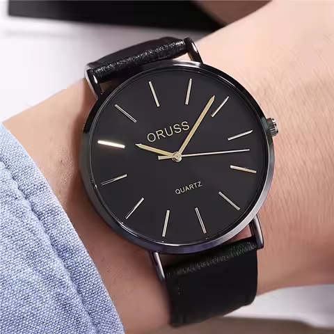 ORUSS Fashion Ultrathin Business Men's Quartz Watch Simple Dial Mineral Glass Mirror Waterproof Orig