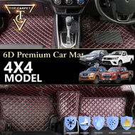 Top Carpet [ 4X4 PICKUP LIVE ] 6D PU Leather Mat For TRITON, HILUX, D-MAX, NAVARA