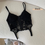 Ladies Lace Corset Top Hot Embroidered Bodysuit Y2K Corset Top Female Lace Hollow Out Spaghetti Stra
