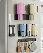 Oasis Origin Magnetic Tumbler Organizer Rack, 4‑Piece No‑Drill Cup Holder for Fridge or Metal Surfac