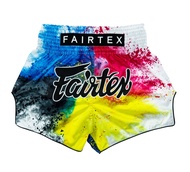 กางเกงมวยรุ่น BS1937 Fairtex Muay Thai Shorts - Acid Jazz (White)