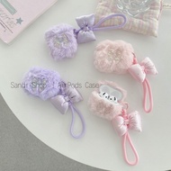 Simple Purple Plush Laser Bow AirPods Pro3 Case AirPods 4/4anc Case AirPods Case For AirPods 1/2/3/4