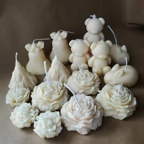 Peony Flower Scented Candle Silicone Mould Teddy Bear Rabbit Gypsum Mold Animal Bunny Resin Easter D
