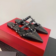 [With shoe box] VT 2025 new pointed rivet fashionable women's flat slippers 35-42