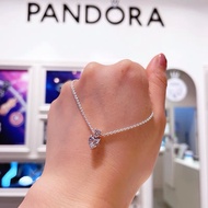 （พร้อมส่งทีไทย) Pandora เงิน925 สร้อยคอ สร้อยคอพร้อมจี้ Double Heart Pendant necklaceของขวัญสำหรับคนพิเศษของแท้ 100%P32 P32 One