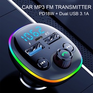 PD 18W FM Transmitter Wireless Bluetooth 5.0 Handsfree Car Kit Dual USB Fast Charger Radio Modulator