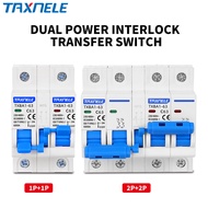 TAXNELE 1P+1P 2P+2P MTS AC Manual Transfer Switch Circuit Breaker Changeover Switch MCB 40A 63A