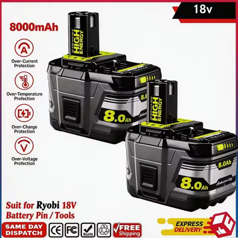 18V Li-ion Battery For RYOBI One+ (P108/P107/P104) 8.0Ah Options EU/UK/USA Stock Compatible With For