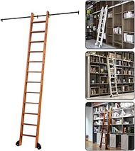 Sliding Barn Door Kit 3.3ft-13ft Sliding Ladder Library Full Set Hardware Rolling Track (No Ladder) 