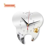 PEONYTWO Teeth Mirror Wall Clock, Modern Personality Hanging Clock, Acrylic Creative Wall Stickers Home Decor Mirror Clock