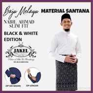 [BLACK/WHITE SET] Baju Melayu Nabil Ahmad 2022 SANTANA by JAKEL Baju Melayu Raya Cekak Musang Slim Fit Direct HQ PosT
