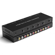 4 Port RCA to HDMI Converter 1080P/720P RCA Composite CVBS AV Switch to HDMI Converter Adapter Suppo