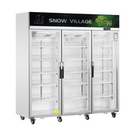 SnowVillage 1350L Display Fridge Chiller | 3-Glass Door Showcase Refrigerator | Air-Cooled Beverage