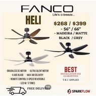 Fanco heli 56/66 in Dc motor ceiling fan with 3 tone led light and remote control