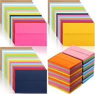 SATINIOR 300 Pieces A9 Rainbow Colors Invitation Envelopes for 5.5 x 8.5 inch Cards Peel and Press S