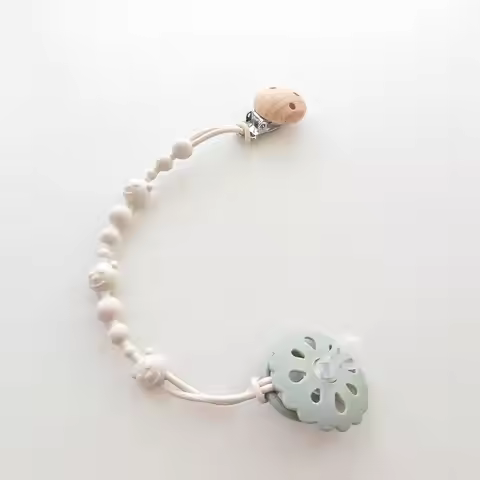1PCS Silicone Baby Pacifier Anti-Drop Chain with Beads Infant Soother Nipple Clip Holder for Easy Fe