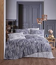 Stylish Single Quilt Cover Set (135 x 200 cm), Grey & White, 50% Cotton/50% Polyester, Includes 1 Pi